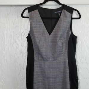 White House Black Market Gray Plaid and Black Sleeveless Midi Dress